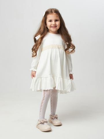 332. Платье детское из лапши, хлопок 100%, молочное, р. 98,104,110,116