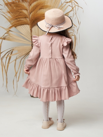 332. Платье детское из лапши, хлопок 100%, пудра, р. 98,104,110,116