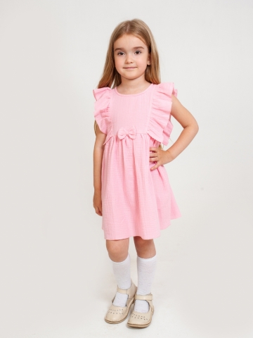 Купить 322-Р. Платье из муслина детское, хлопок 100% розовый, р. 74,80,86,92 в Воркуте