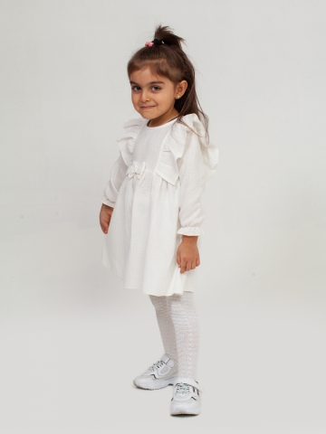 Купить 321-МО. Платье из муслина детское, хлопок 100% молочный, р. 98,104,110,116 в Воркуте
