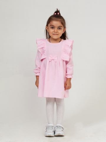 Купить 321-Р. Платье из муслина детское, хлопок 100% розовый, р. 98,104,110,116 в Воркуте